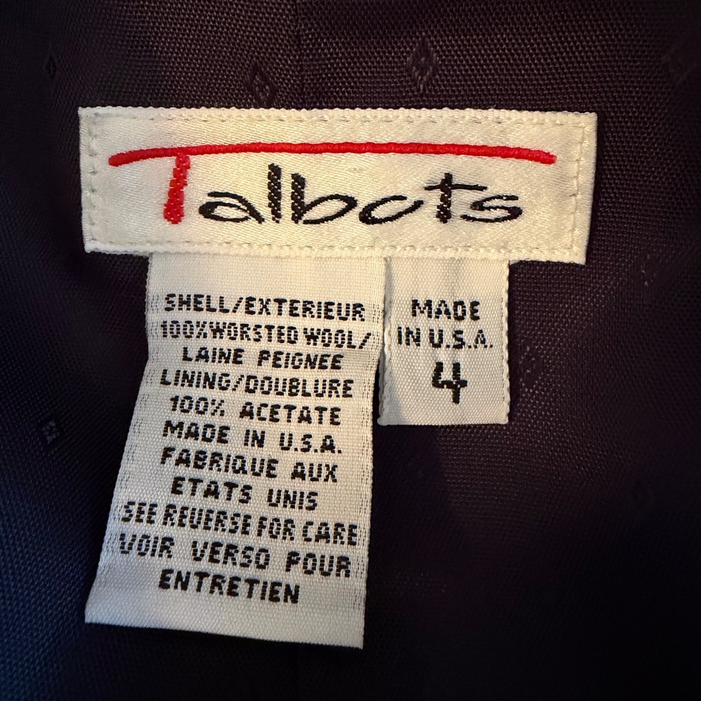 Talbots Blazer Womens 4 Navy Blue 100% Wool Double Breasted Lined Gold Buttons - Picture 5 of 5